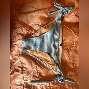 J Crew blue and white striped swimsuit bottoms with ties on sides